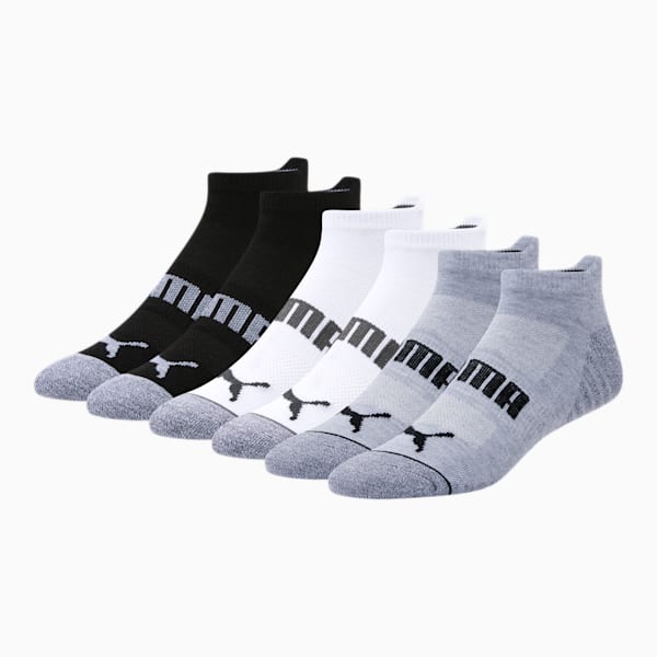Men's Low Cut Perf Socks [6 Pack], GREY / BLACK, extralarge